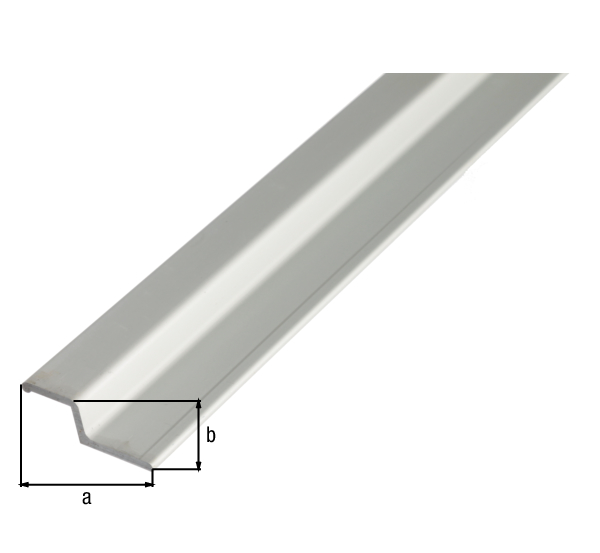 Grip profile, angled, Material: Aluminium, Surface: silver anodised, Width: 40 mm, Height: 13 mm, Material thickness: 2.5 mm, Thickness of bulge material: 3.4 mm, Length: 2000 mm Grip profile, angled, Material: Aluminium, Surface: silver anodised, Width: 40 mm, Height: 13 mm, Material thickness: 2.5 mm, Thickness of bulge material: 3.4 mm, Length: 2000 mm