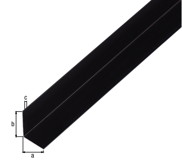 Winkelprofil, Material: Aluminium, Oberfläche: schwarz eloxiert, Breite: 25 mm, Höhe: 25 mm, Materialstärke: 1 mm, Ausführung: gleichschenklig, Länge: 1000 mm
