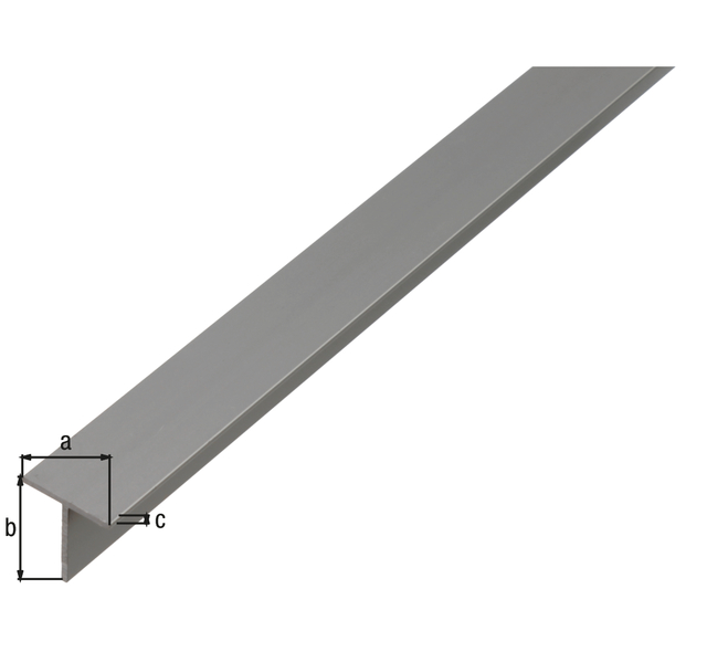 T profile, Material: Aluminium, Surface: silver anodised, Width: 15 mm, Height: 15 mm, Material thickness: 1.5 mm, Length: 1000 mm T profile, Material: Aluminium, Surface: silver anodised, Width: 15 mm, Height: 15 mm, Material thickness: 1.5 mm, Length: 1000 mm
