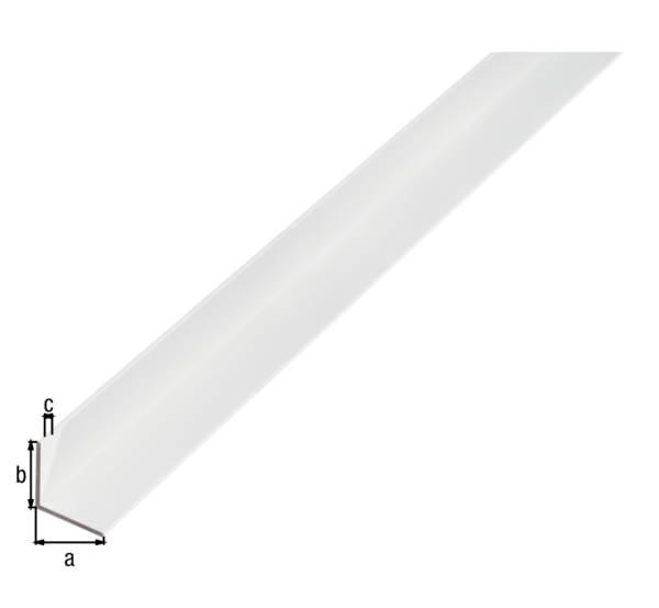 Perfil de ángulo, Material: Aluminio, Superficie: anodizado plateado, Anchura: 40 mm, Altura: 40 mm, Espesura del material: 2 mm, Versión: lados iguales, Longitud: 1000 mm