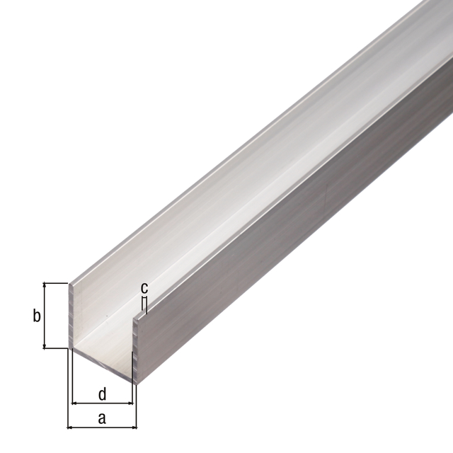 BA-Profile, U shape, Material: Aluminium, Surface: untreated, Width: 6 mm, Height: 6 mm, Material thickness: 1 mm, Clear width: 4 mm, Length: 1000 mm BA-Profile, U shape, Material: Aluminium, Surface: untreated, Width: 6 mm, Height: 6 mm, Material thickness: 1 mm, Clear width: 4 mm, Length: 1000 mm