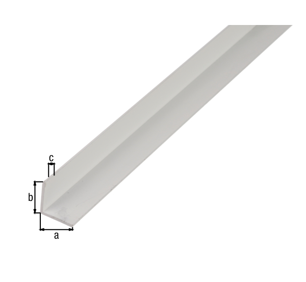 Perfil BA, en ángulo, Material: Aluminio, Superficie: lacado blanco RAL 9016, Anchura: 30 mm, Altura: 30 mm, Espesura del material: 2 mm, Modelo: lados iguales, Longitud: 2600 mm