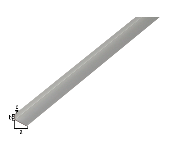 Profilo parabordi con spigoli smussati, Materiale: alluminio, superficie: anodizzata argento, Larghezza: 14 mm, altezza: 10 mm, Spessore del materiale: 1,5 mm, Lunghezza: 1000 mm