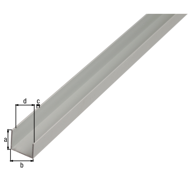 U-Profil, Material: Aluminium, Oberfläche: silberfarbig eloxiert, Höhe: 20 mm, Breite: 22 mm, Materialstärke: 1,5 mm, lichte Höhe: 15 mm, Ausführung: ungleichschenklig, Länge: 1000 mm U-Profil, Material: Aluminium, Oberfläche: silberfarbig eloxiert, Höhe: 20 mm, Breite: 22 mm, Materialstärke: 1,5 mm, lichte Höhe: 15 mm, Ausführung: ungleichschenklig, Länge: 1000 mm