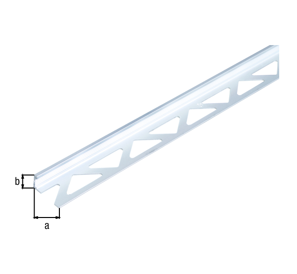 Fliesen-Abschlussprofil, Material: Aluminium, Oberfläche: silberfarbig eloxiert, Breite: 23,5 mm, Höhe: 10 mm, Länge: 1000 mm, Materialstärke: 1,00 mm