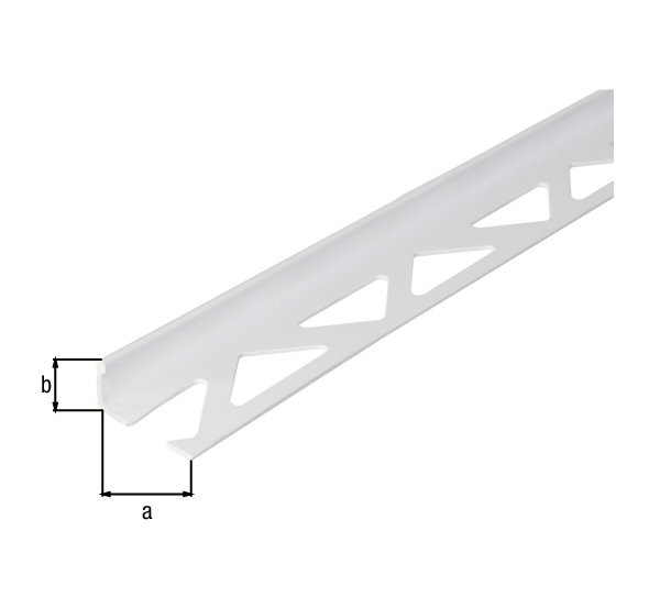 Fliesen-Abschlussprofil, Material: Kunststoff, Farbe: weiß, Breite: 23,5 mm, Höhe: 10 mm, Länge: 2500 mm, Materialstärke: 1,00 mm