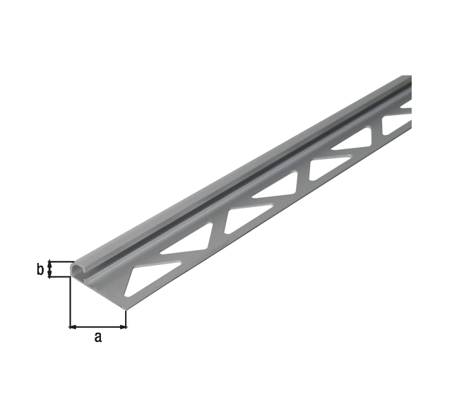 Perfil para baldosas con vuelta en cuarto de círculo, Material: Aluminio, Superficie: anodizado plateado, Anchura: 30 mm, Altura: 8 mm, Longitud: 2500 mm, Espesura del material: 1,00 mm Perfil para baldosas con vuelta en cuarto de círculo, Material: Aluminio, Superficie: anodizado plateado, Anchura: 30 mm, Altura: 8 mm, Longitud: 2500 mm, Espesura del material: 1,00 mm