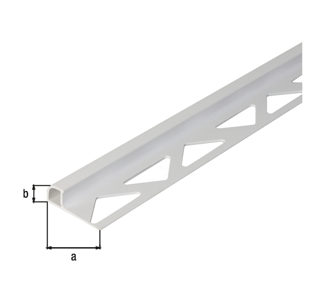 Profilé à carrelage quart de rond, Matériau: Plastique, couleur : blanc, Largeur: 30 mm, Hauteur: 8 mm, Longueur: 2500 mm, Épaisseur du matériau: 1,00 mm