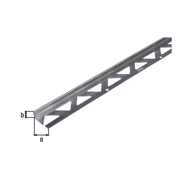 Tile end profile, Material: stainless steel, Width: 23.5 mm, Height: 8 mm, Length: 1000 mm, Material thickness: 1.00 mm Tile end profile, Material: stainless steel, Width: 23.5 mm, Height: 8 mm, Length: 1000 mm, Material thickness: 1.00 mm
