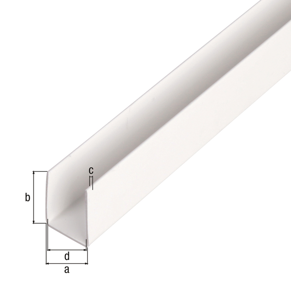 Alberts eco U-Profil, Material: PVC-U, Farbe: weiß, Breite: 12 mm, Höhe: 10 mm, Materialstärke: 1 mm, lichte Breite: 10 mm, Länge: 1000 mm