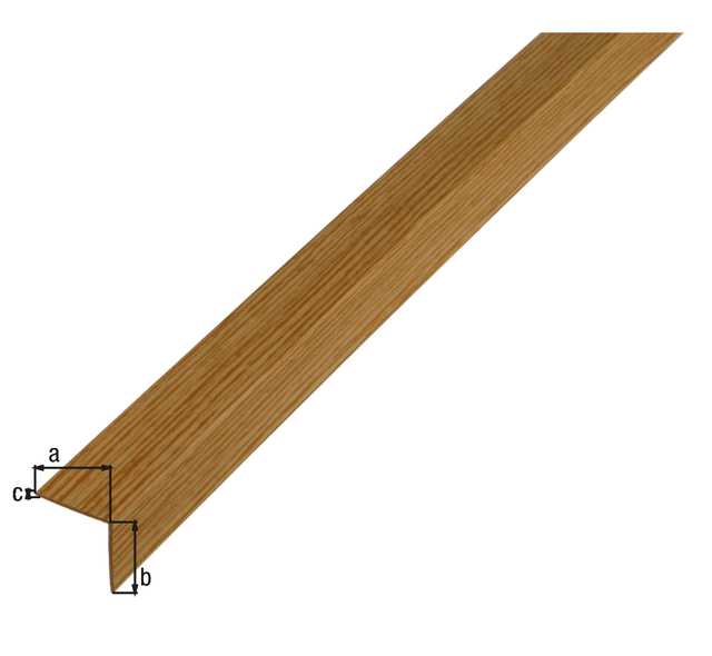Angle profile, Material: PVC-U, colour: decorative oak, Width: 20 mm, Height: 20 mm, Material thickness: 1.5 mm, Type: equal sided, Length: 1000 mm
