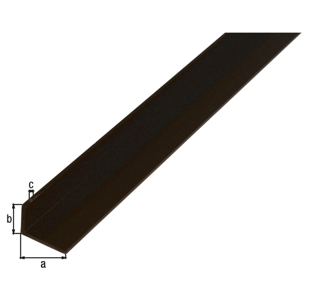 Winkelprofil, Material: PVC-U, Farbe: schwarz, Breite: 40 mm, Höhe: 10 mm, Materialstärke: 2 mm, Ausführung: ungleichschenklig, Länge: 2000 mm