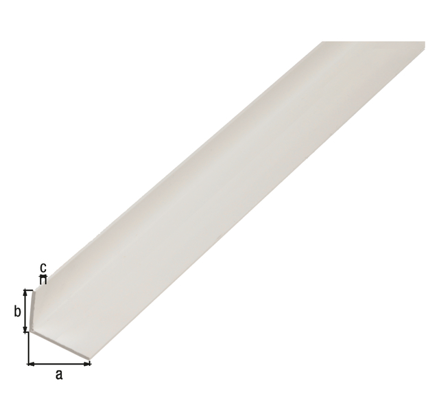 Angle profile, Material: PVC-U, colour: white, Width: 20 mm, Height: 10 mm, Material thickness: 1.5 mm, Type: unequal sided, Length: 1000 mm