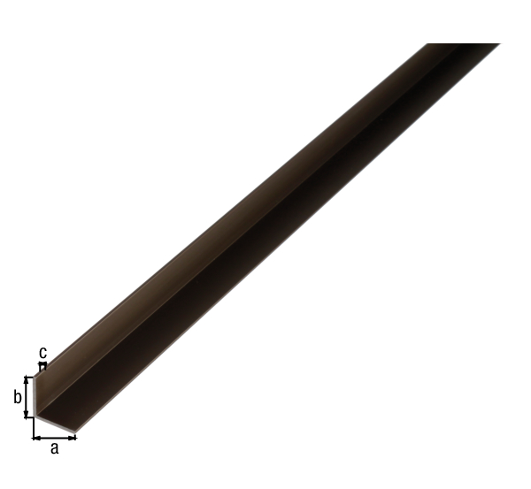 Angle profile, Material: Aluminium, Surface: bronze colour anodised, Width: 20 mm, Height: 20 mm, Material thickness: 1.5 mm, Type: equal sided, Length: 1000 mm