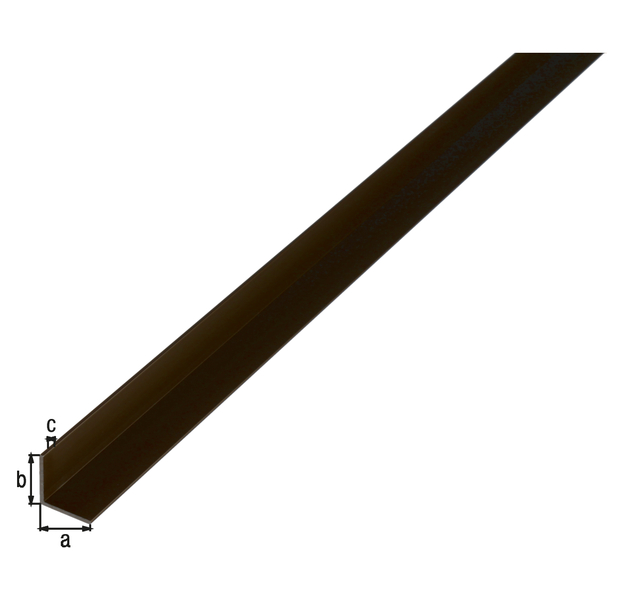 Cornière, Matériau: Aluminium, Finition: couleur bronze, anodisée, Largeur: 20 mm, Hauteur: 20 mm, Épaisseur du matériau: 1,5 mm, Version: côtés égaux, Longueur: 1000 mm