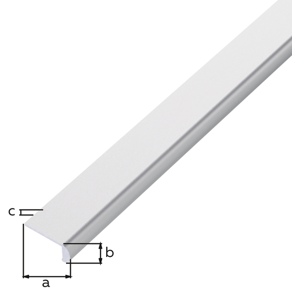 Perfil de tope, cilíndrico, Material: Aluminio, Superficie: anodizado plateado, Anchura: 16 mm, Altura: 7 mm, Espesura del material: 1 mm, Longitud: 1000 mm