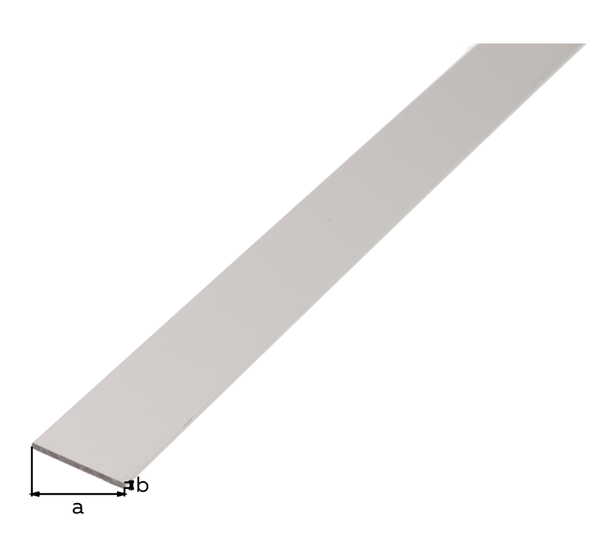 Perfil plano, Material: Aluminio, Superficie: anodizado plateado, Anchura: 12 mm, Espesura del material: 2 mm, Longitud: 1000 mm