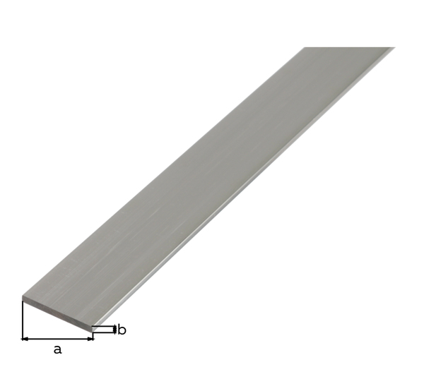 Perfil BA, plano, Material: Aluminio, Superficie: natural, Anchura: 10 mm, Espesura del material: 2 mm, Longitud: 1000 mm
