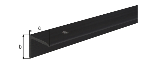Treppenkanten-Schutzprofil, mit versenkten Schraublöchern, Material: Kunststoff, Farbe: schwarz, Breite: 25 mm, Höhe: 20 mm, Länge: 1000 mm, Materialstärke: 2,00 mm Treppenkanten-Schutzprofil, mit versenkten Schraublöchern, Material: Kunststoff, Farbe: schwarz, Breite: 25 mm, Höhe: 20 mm, Länge: 1000 mm, Materialstärke: 2,00 mm