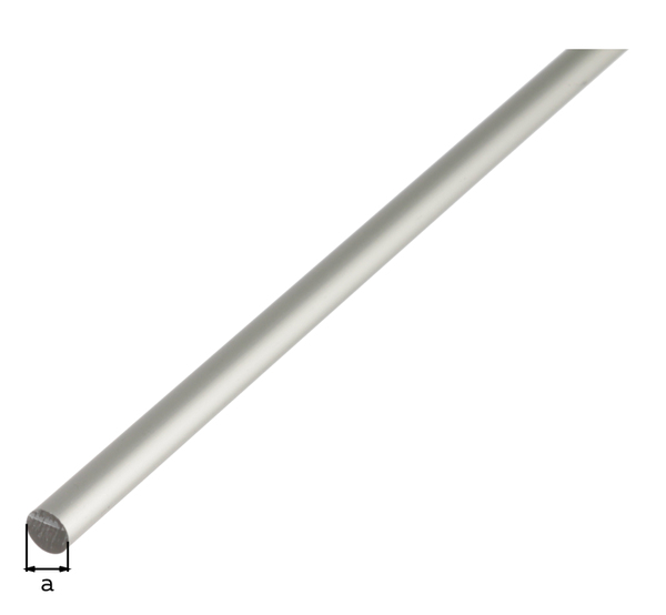 Barra tonda, Materiale: alluminio, superficie: anodizzata argento, diametro: 4 mm, Lunghezza: 1000 mm
