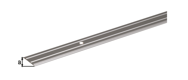 Transition profile, Material: Aluminium, Surface: silver anodised, with countersunk screw holes, Width: 25 mm, Length: 900 mm, Material thickness: 1.80 mm Transition profile, Material: Aluminium, Surface: silver anodised, with countersunk screw holes, Width: 25 mm, Length: 900 mm, Material thickness: 1.80 mm