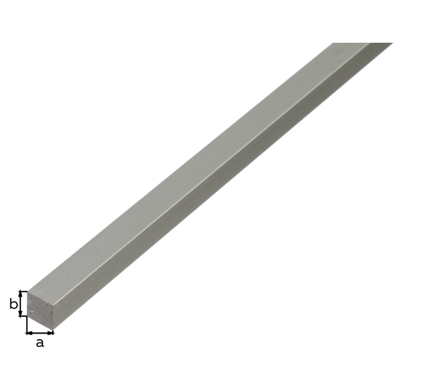 Barra quadra, Materiale: alluminio, superficie: anodizzata argento, Larghezza: 8 mm, altezza: 8 mm, Lunghezza: 1000 mm