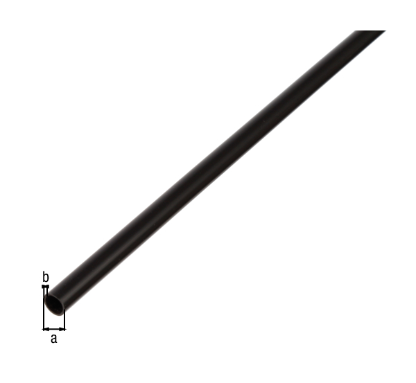 Profil okrągły, materiał: PVC-U, kolor: czarny, Średnica: 10 mm, Grubość materiału: 1 mm, Długość: 1000 mm
