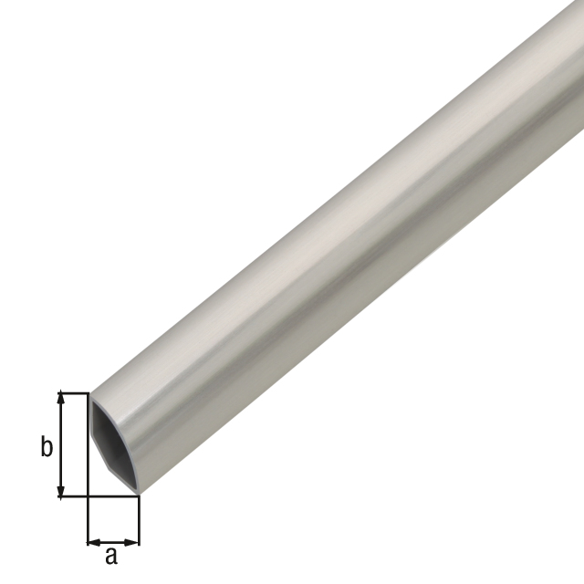 Quarter circle profile, Material: PVC-U, colour: stainless steel finish, Width: 15 mm, Height: 15 mm, Length: 1000 mm, Material thickness: 1.20 mm Quarter circle profile, Material: PVC-U, colour: stainless steel finish, Width: 15 mm, Height: 15 mm, Length: 1000 mm, Material thickness: 1.20 mm