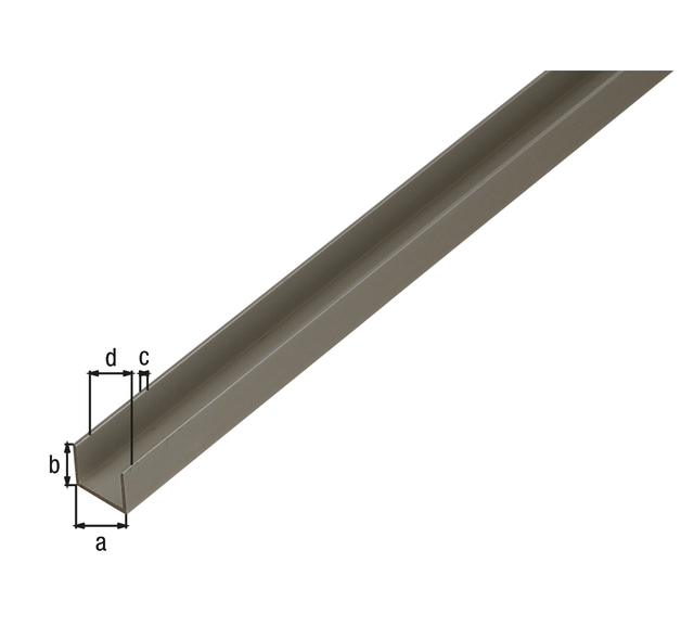 Profilé en U pour panneaux agglomérés, Matériau: Aluminium, Finition: couleur argent, anodisée, Largeur: 19 mm, Hauteur: 15 mm, Épaisseur du matériau: 1,5 mm, Largeur d'ouverture: 16 mm, Longueur: 1000 mm, pour épaisseur: 16 - 19 mm Profilé en U pour panneaux agglomérés, Matériau: Aluminium, Finition: couleur argent, anodisée, Largeur: 19 mm, Hauteur: 15 mm, Épaisseur du matériau: 1,5 mm, Largeur d'ouverture: 16 mm, Longueur: 1000 mm, pour épaisseur: 16 - 19 mm