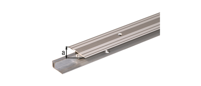 Transition profile Pro, Material: Aluminium, Surface: support profile: raw, cover profile: silver anodised, Width: 34 mm, Length: 900 mm, Material thickness: 1.50 mm, Retail packaged Transition profile Pro, Material: Aluminium, Surface: support profile: raw, cover profile: silver anodised, Width: 34 mm, Length: 900 mm, Material thickness: 1.50 mm, Retail packaged