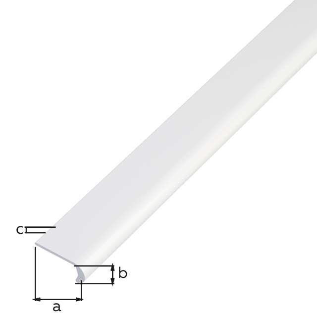 Profilo terminale tondo, Materiale: PVC-U, colore bianco, Larghezza: 15 mm, altezza: 7 mm, Spessore del materiale: 1,5 mm, Lunghezza: 1000 mm Profilo terminale tondo, Materiale: PVC-U, colore bianco, Larghezza: 15 mm, altezza: 7 mm, Spessore del materiale: 1,5 mm, Lunghezza: 1000 mm