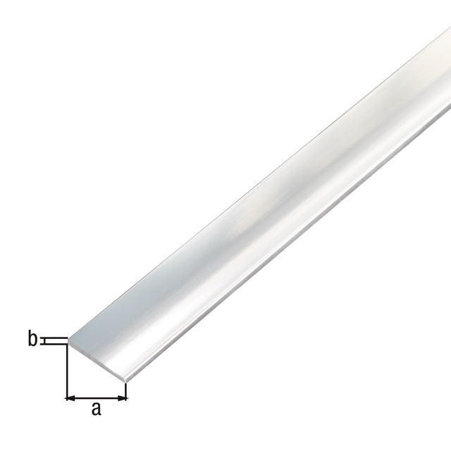 Flat bar, self-adhesive, with protective film, Material: Aluminium, Surface: chrome design, Width: 15 mm, Material thickness: 2 mm, Length: 1000 mm