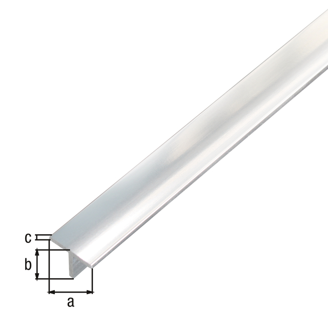 Perfil en T, con película de protección, Material: Aluminio, Superficie: diseño cromado, Anchura: 15 mm, Altura: 15 mm, Espesura del material: 1,5 mm, Longitud: 1000 mm Perfil en T, con película de protección, Material: Aluminio, Superficie: diseño cromado, Anchura: 15 mm, Altura: 15 mm, Espesura del material: 1,5 mm, Longitud: 1000 mm