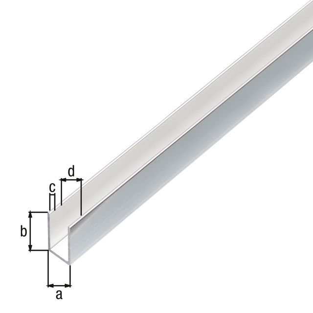 U profile, with protective film, Material: Aluminium, Surface: chrome design, Width: 10 mm, Height: 10 mm, Material thickness: 1 mm, Clear width: 8 mm, Length: 1000 mm U profile, with protective film, Material: Aluminium, Surface: chrome design, Width: 10 mm, Height: 10 mm, Material thickness: 1 mm, Clear width: 8 mm, Length: 1000 mm