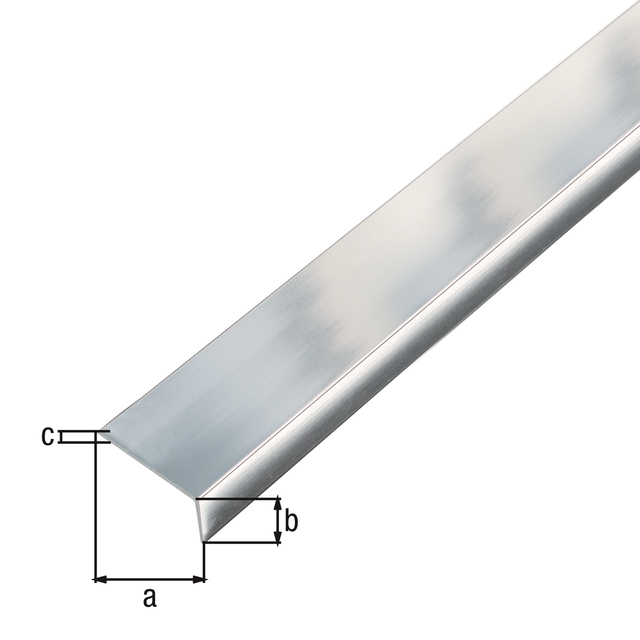 Angle profile, self-adhesive, with protective film, Material: Aluminium, Surface: chrome design, Width: 15 mm, Height: 10 mm, Material thickness: 1 mm, Type: unequal sided, self-adhesive, Length: 1000 mm