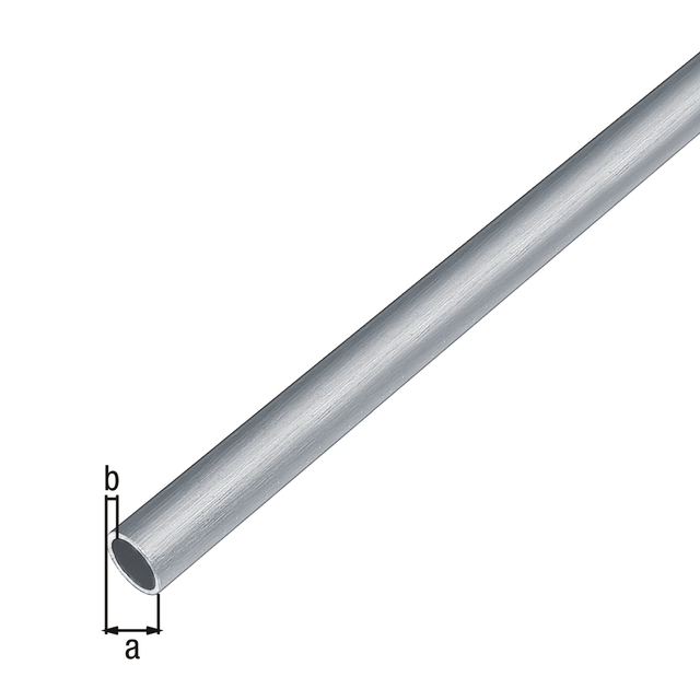 Round tube, with protective film, Material: Aluminium, Surface: stainless steel design, light, Diameter: 8 mm, Material thickness: 1 mm, Length: 1000 mm Round tube, with protective film, Material: Aluminium, Surface: stainless steel design, light, Diameter: 8 mm, Material thickness: 1 mm, Length: 1000 mm