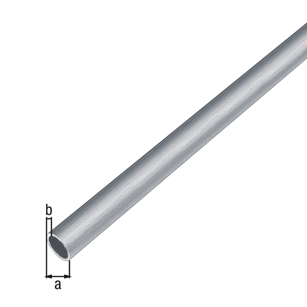 Rundrohr, mit Schutzfolie, Material: Aluminium, Oberfläche: edelstahldesign, hell, Durchmesser: 10 mm, Materialstärke: 1 mm, Länge: 1000 mm
