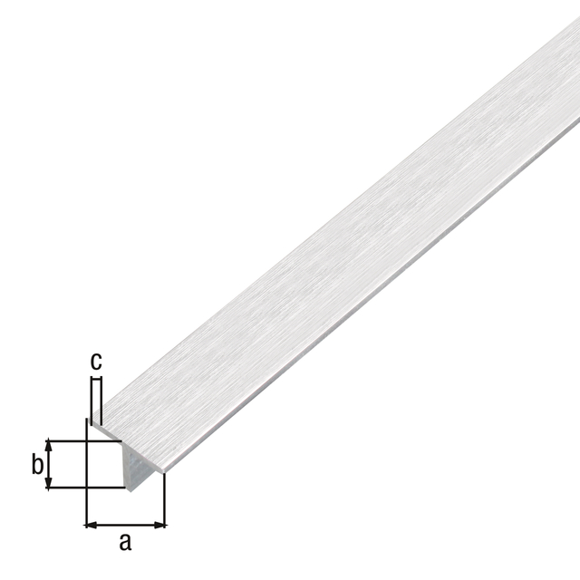 Perfil en T, con película de protección, Material: Aluminio, Superficie: diseño de acero inoxidable, claro, Anchura: 15 mm, Altura: 15 mm, Espesura del material: 1,5 mm, Longitud: 1000 mm Perfil en T, con película de protección, Material: Aluminio, Superficie: diseño de acero inoxidable, claro, Anchura: 15 mm, Altura: 15 mm, Espesura del material: 1,5 mm, Longitud: 1000 mm
