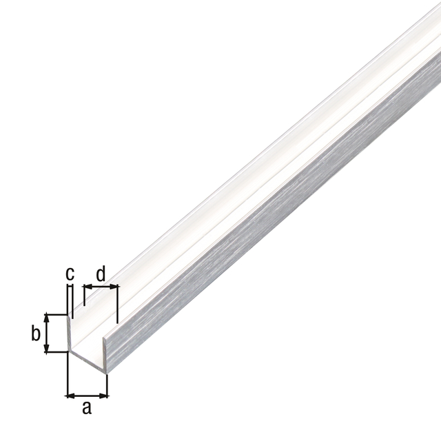 Profilo ad U, con pellicola protettiva, Materiale: alluminio, superficie: acciaio inox chiaro, Larghezza: 10 mm, altezza: 10 mm, Spessore del materiale: 1 mm, larghezza netta: 8 mm, Lunghezza: 1000 mm Profilo ad U, con pellicola protettiva, Materiale: alluminio, superficie: acciaio inox chiaro, Larghezza: 10 mm, altezza: 10 mm, Spessore del materiale: 1 mm, larghezza netta: 8 mm, Lunghezza: 1000 mm