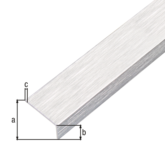 Angle profile, self-adhesive, with protective film, Material: Aluminium, Surface: stainless steel design, light, Width: 15 mm, Height: 10 mm, Material thickness: 1 mm, Type: unequal sided, self-adhesive, Length: 1000 mm