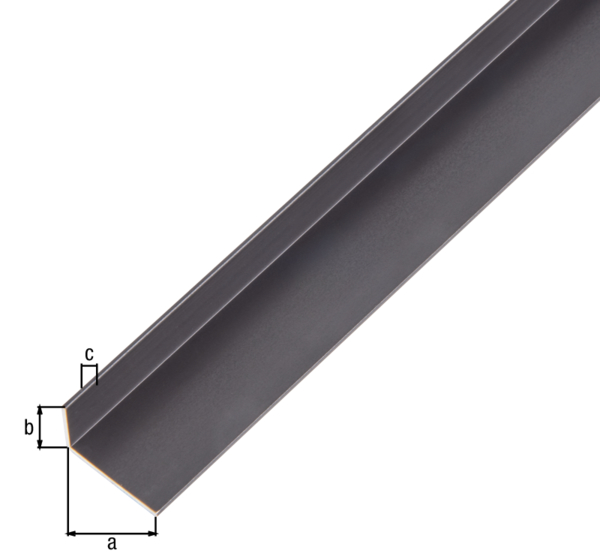 Angle profile, Material: Aluminium, Surface: black anodised, Width: 20 mm, Height: 10 mm, Material thickness: 1 mm, Type: unequal sided, Length: 2000 mm