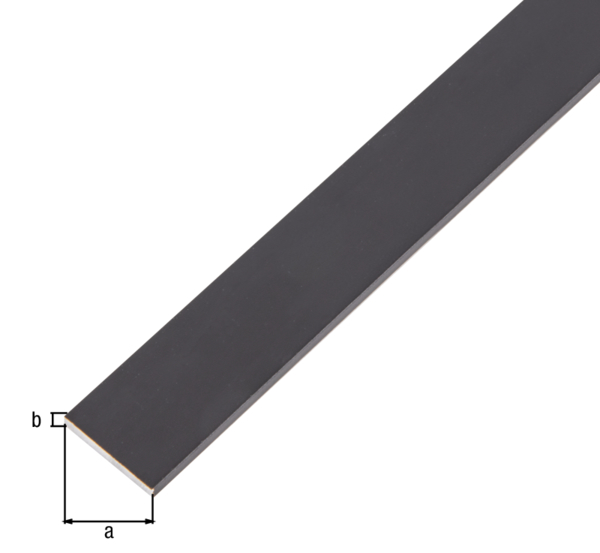 Flachstange, Material: Aluminium, Oberfläche: schwarz eloxiert, Breite: 20 mm, Materialstärke: 2 mm, Länge: 1000 mm