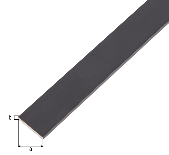 Flachstange, Material: Aluminium, Oberfläche: schwarz eloxiert, Breite: 20 mm, Materialstärke: 2 mm, Länge: 1000 mm