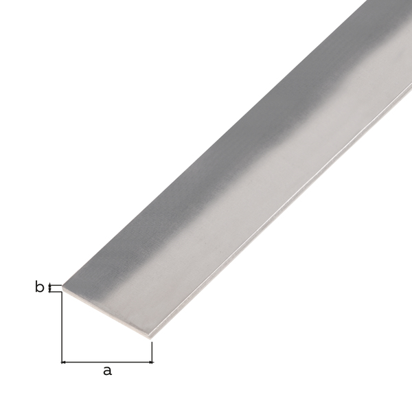 Flachstange, mit Schutzfolie, Material: Edelstahl, glänzend, Breite: 10 mm, Materialstärke: 1 mm, Länge: 1000 mm