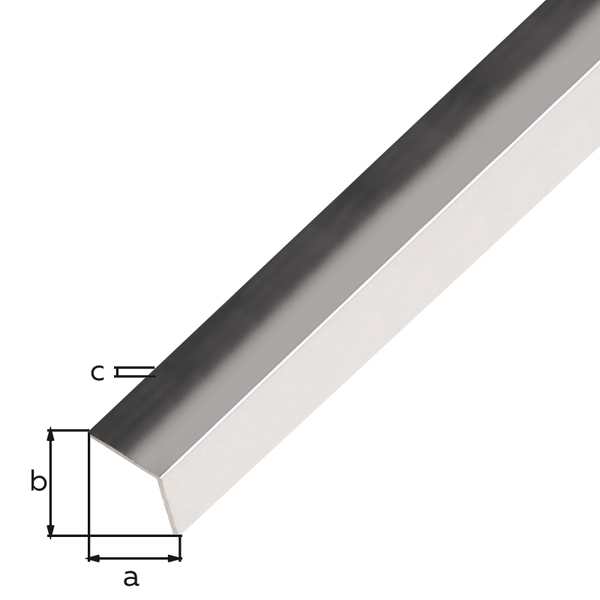 Winkelprofil, mit Schutzfolie, Material: Edelstahl, glänzend, Breite: 10 mm, Höhe: 10 mm, Materialstärke: 0,6 mm, Ausführung: gleichschenklig, Länge: 1000 mm
