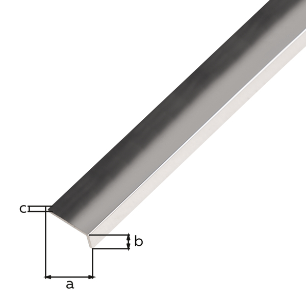 Winkelprofil, mit Schutzfolie, Material: Edelstahl, glänzend, Breite: 15 mm, Höhe: 10 mm, Materialstärke: 0,6 mm, Ausführung: ungleichschenklig, Länge: 1000 mm