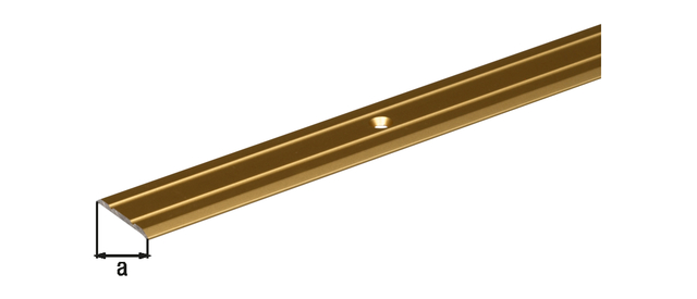 Übergangsprofil, gebohrt, mit versenkten Schraublöchern, Material: Aluminium, Oberfläche: silberfarbig eloxiert, Breite: 38 mm, Länge: 900 mm, Materialstärke: 1,00 mm, SB-verpackt Übergangsprofil, gebohrt, mit versenkten Schraublöchern, Material: Aluminium, Oberfläche: silberfarbig eloxiert, Breite: 38 mm, Länge: 900 mm, Materialstärke: 1,00 mm, SB-verpackt