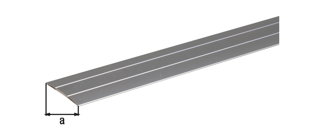 Profil przejściowy, samoprzylepny, materiał: aluminium, powierzchnia: anodowana srebrna, Szerokość: 38 mm, Długość: 900 mm, Grubość materiału: 1,00 mm, Opakowanie do sklepów samoobsługowych Profil przejściowy, samoprzylepny, materiał: aluminium, powierzchnia: anodowana srebrna, Szerokość: 38 mm, Długość: 900 mm, Grubość materiału: 1,00 mm, Opakowanie do sklepów samoobsługowych