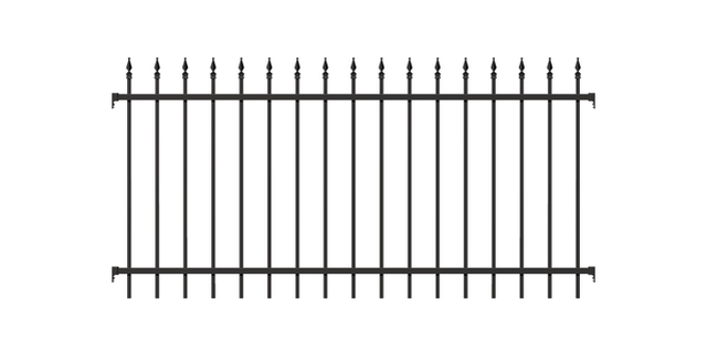 Zaunfeld Chaussee, Material: Aluminium, Oberfläche: matt schwarz kunststoffbeschichtet, lichte Breite: 2000 mm, Höhe: 1000 mm, Traverse: 38 x 25 mm, Füllstab: 16 x 16 mm