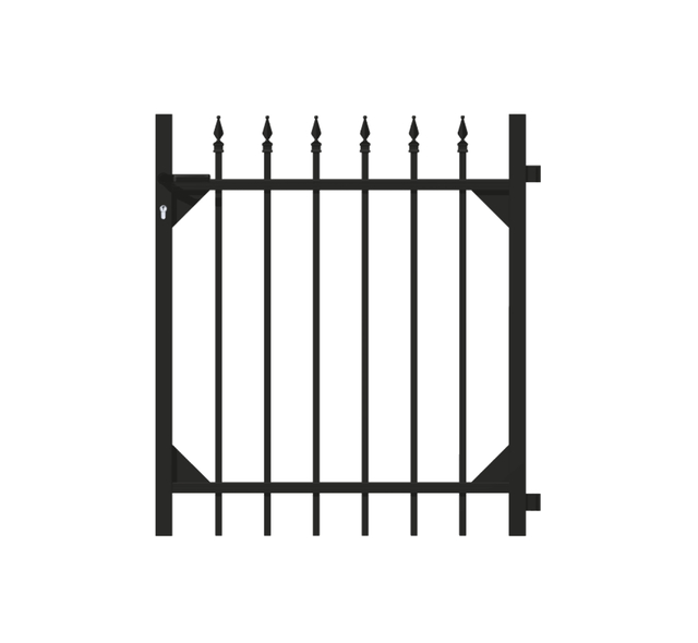 Single gate Chaussee, Material: Aluminium, Surface: black matt powder-coated, for setting in concrete, Nominal width: 1000 mm, Clear width: 965 mm, Height: 1000 mm Single gate Chaussee, Material: Aluminium, Surface: black matt powder-coated, for setting in concrete, Nominal width: 1000 mm, Clear width: 965 mm, Height: 1000 mm